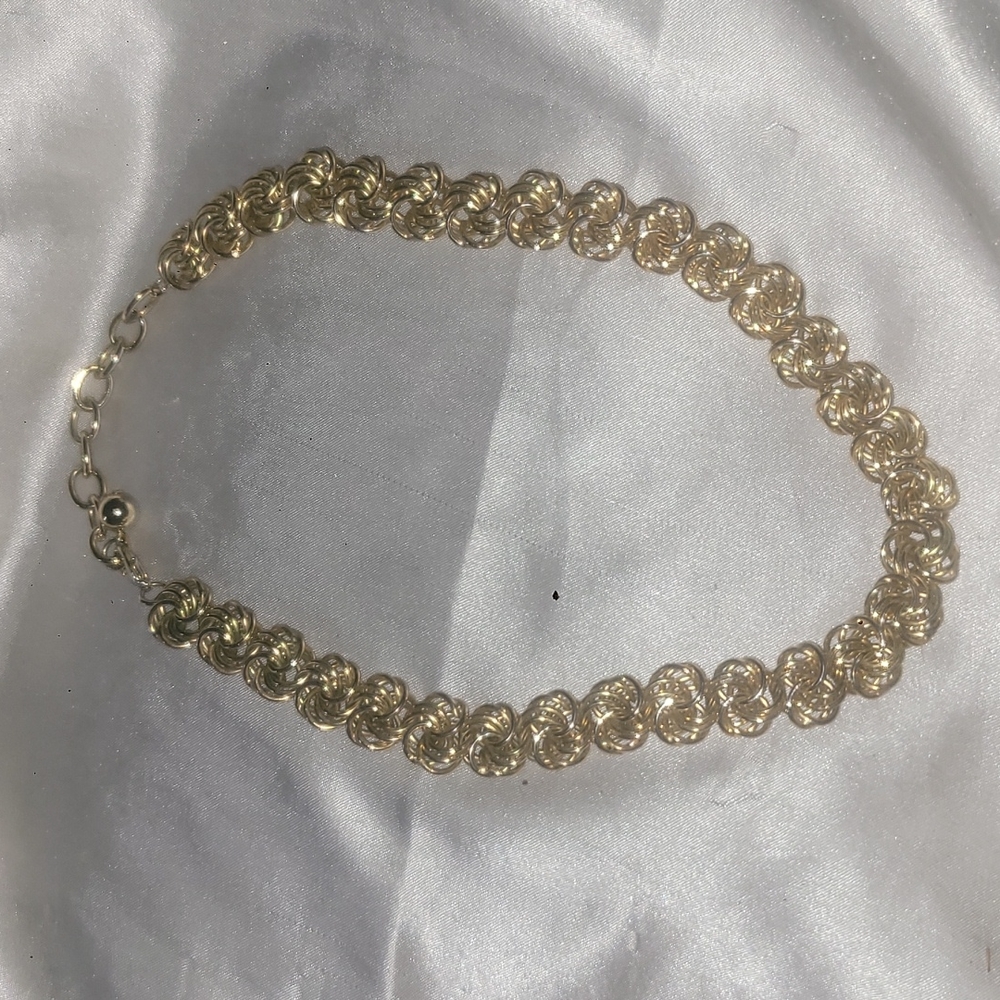 Gorgeous Gold Plated Woven Knot Link Choker Necklace